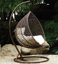Brown Rattan Egg Chair Swing