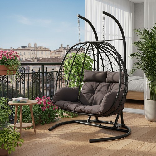 Hanging rattan egg chair - hanging,